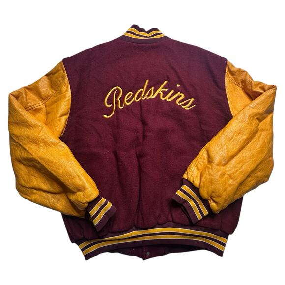 Vintage 1980s Rare Embroidered Redskins Wool/Leather Varsity Jacket Size XL